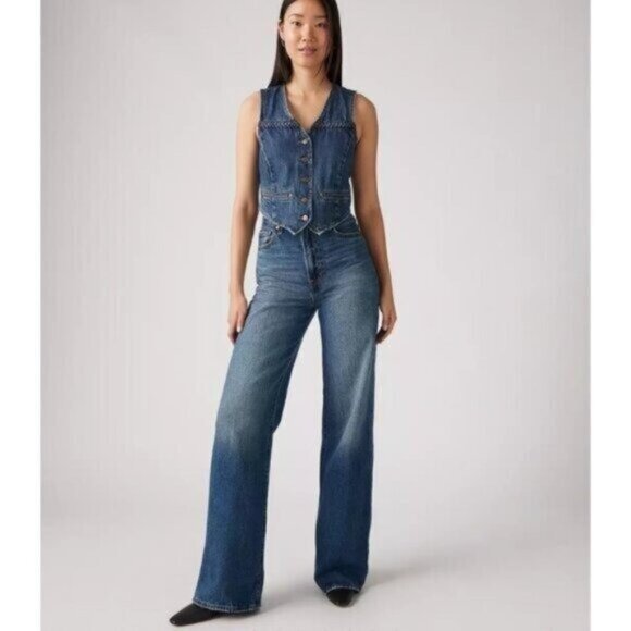 Levi's Denim - Levi's 27x32 Premium Ribcage Wide Leg Polar Permiter Dark Wash